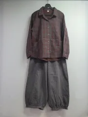 CHECK シャツ + バギー ズボン セット