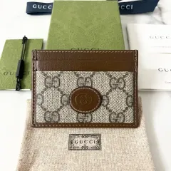 S級/正規品 グッチ インターロッキング GG ブラウン カードウォレット