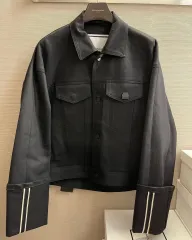 ウーヨンミ / ブラック セルビッジ デニム ターンアップ袖 トラッカー