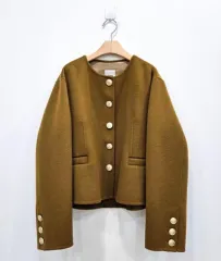 iann カシミア ウール ブレンド ラウンドジャケット キャメル