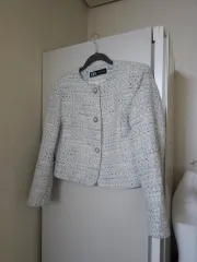 ZARA ツイード クロップド ジャケット ブルー