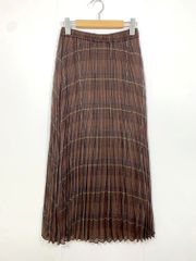 美品 a day in the life アデイインザライフ ユナイテッドアローズ チェックプリーツチュールロング スカート 茶 ■■ レディース