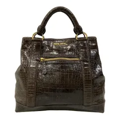 miumiu(ミュウミュウ) ハンドバッグ - ダークブラウン 型押し加工 レザー