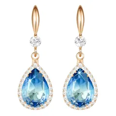 Linawe アクアマリン ピアスピンクゴールド ドロップイヤリング ブルーダイヤモンドプレゼント 0