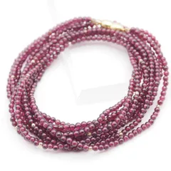 S216 ガーネット ネックレス 5連 ゴールドカラー デザイン 1月誕生石