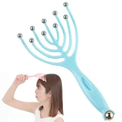 皮膚科医推薦 頭皮マッサージ ヘッドマッサージ 頭皮ケア ヘッドスパ ツボ押し リフレッシュ スカルプブラシ (ブルー) [ブルー]
