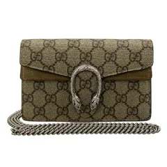 GUCCI(グッチ) ショルダーバッグ ディオニュソス/GGプラス・GGスプリーム 476432 ダークブラウン×ベージュ チェーンショルダー/ミニバッグ
