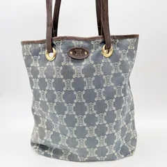 CELINE（セリーヌ）パリマカダム デニム トートバッグ ハンドバッグ ブルー系 キャンバス レザー ゴールド金具 レディース