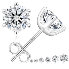 【新品】 KRKC モアッサナイトピアス 計0.6/1.0/1.2/1.6/2.0/3.0カラット シルバー925 金属アレルギー対応 レディース/メンズ 一粒ピアス ダイヤモンド モアサナイト スタッドピアス 両耳用 誕生日ギフト 母の日プレゼント ギフ 1