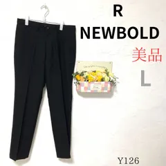 美品 ★R.NEWBOLD アールニューボールド★ L相当 メンズ スラックス パンツ 黒 ブラック ストライプ 平織 ビジネス オフィス カジュアル 綺麗め まちぶら 旅行 定番 人気 春 秋 冬 ズボン ボトムス スタイリッシュ モード クリーン 上品