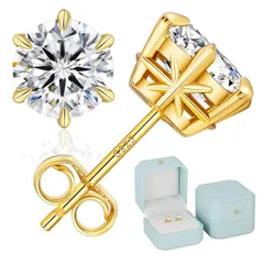 【新品】 KRKC モアサナイト ピアス:計0.6-3.0 カラット S925スターリングシルバー レディース ピアス 人工ダイヤモンド シンプル 普段使い エレガント 人気 金属アレルギー対応 誕生日 ボックス付き シルバー/ゴールド/ブラック 1