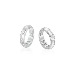 【新品】 KRKC&CO イヤリング メンズ フェイクピアス シルバー925 イヤーカフ 幅15mm ブラック フープイヤリング ノンホールピアス 両耳 黒 ローマ数字 シンプル 金属アレルギー対応 人気 (b.ローマ数字刻印)