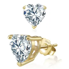 【新品】 [ICEVIA] モアサナイト ピアス ハート型 ゴールド 6.5mmレディース シルバー925 S925 金属アレルギー対応 人工ダイヤモンド 人気記念日 プレゼント ギフト 5/6.5mm 両耳 2個セット 男女兼用 普段使い パーティー か 1