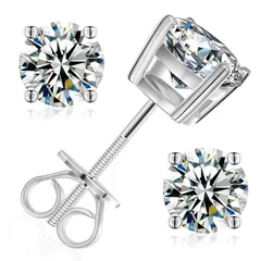 【新品】 [ICEVIA] モアサナイト ピアス シルバー 5mm レディース メンズ シルバー925 金属アレルギー対応 人工ダイヤモンド 人気記念日 プレゼント ギフト 3/4/5/6/7/8mm 両耳 2個セット 男女兼用 普段使い パーティー 1