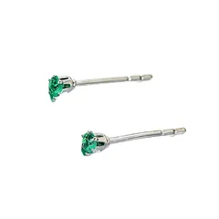 【新品】 レディース メンズ ピアス サージカルステンレス 金属アレルギー対応 シルバー グリーンキュービックジルコニア ラウンド 6本爪 2mm 1ペアセット 両耳用