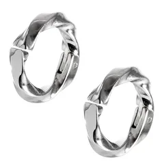 【新品】 [SEIYA INTERNATIONAL] イヤリング メンズ フェイクピアス イヤーカフ ツイストフープ 両耳 2個セット (シルバー)