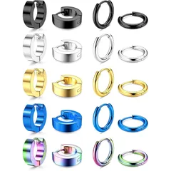 【新品】 Jstyle 10ペア メンズ ピアス フープピアス 多色 セット 両耳 男性 厚さ スタッド サージカルステンレス アレルギー対応 トラガス 日常 シンプル ピアス