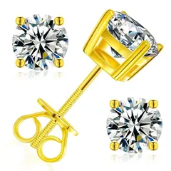 【新品】 [ICEVIA] モアサナイト ピアス ゴールド 4mm レディース メンズ シルバー925 金属アレルギー対応 人工ダイヤモンド 人気記念日 プレゼント ギフト 3/4/5/6/7/8mm 両耳 2個セット 男女兼用 普段使い パーティー 1