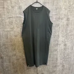 【Y-537】ユニクロ ノースリーブロングワンピース XXL ブラック 無地 ゆったりシルエット 大きいサイズ 体型カバー シンプル カジュアル 春夏秋 着回し◎ 普段使い 古着