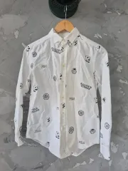 ポロ ラルフローレン プリンティング シャツ 白 L/G (14-16)