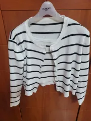 レディース ストライプ ニット カーディガン セット