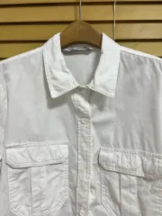 ZARA(ザラ) レディース 白 バックルスリーブ クロップドシャツジャケット L