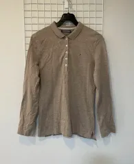 (送料無料) Tommy Hilfiger トミーヒルフィガー ブラウン レディース スリムフィット ポロシャツ S