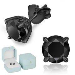 【新品】 KRKCメンズピアス：モアサナイトピアス シルバー925 0.5ct/1.0ct/1.5ct ブラックダイヤ 人工ダイヤモンド 20G 金属アレルギー対応 カプール 男女兼用 シンプル 人気誕生日/クリスマス/記念日プレゼント ギフトボックス（4 1