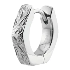 【新品】 Piena フープピアス レディース メンズ サージカルステンレス製 ハワイアンジュエリー 片耳用 1個売り 六角形 ヘキサゴン 金属アレルギー対応 (シルバー)