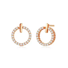 【新品】 NINE VA ピアス レディース 人気 メンズ シルバー925 18金プラチナ パール ピアス 最高級キュービックジルコニア イヤリング フープ ピアス 金属アレルギー対応 ファースト 女性 アクセサリー ピアス (リングピアス--ローズゴールド色