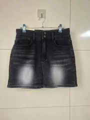 WIZ ダブルボタン ストレッチ加工 ブラック デニム スカート ハーフパンツスカート l=m
