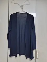 ネイビー ロング カーディガン 季節の変わり目 アウター