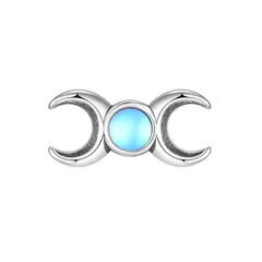 【新品】 ピアス 片耳 メンズ 誕生石 ブルー ステンレス 三相女神 スタッドピアス シルバー お守りピアス 神秘力 金属アレルギー対応