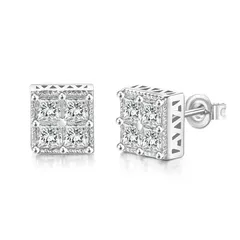 【新品】 Rockyu ピアス メンズ ゴールド シルバー 両耳 小さめ ボール 正方形 3mmジルコニアピアス 銅製 セカンドピアス つけっぱなし 金属アレルギー対応 男女兼用 かっこいい 誕生日 記念日 プレゼントアクセサリー (シルバー) 0