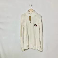 Tommy Hilfiger(トミーヒルフィガー) アイボリー ニット セーター ハーフジップ L ヴィンテージ ユニセックス