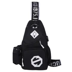 [Honesty Mouth] ワンショルダーバッグ 斜め掛け 肩掛け 多機能 ボディバッグ リュック (11:ブラック(USB有)) [11:ブラック(USB有)]