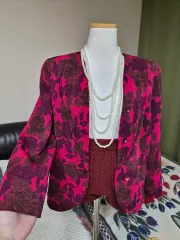 高品質ライン カラーアート ローズモチーフ ルーズフィット ジャケット