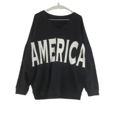 J4857 レディース FREE AMERICA Vネック オーバー 長袖Tシャツ