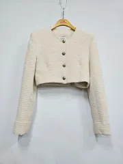 ZARA(ザラ) クロップド ツイード ジャケット アイボリー