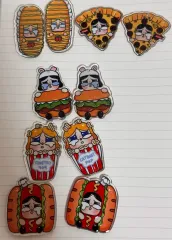 ピザ ハンバーガー ホットドッグ ポップコーン クライベイビー リバーシブル アクリル キーリング