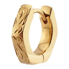 【新品】 Piena フープピアス レディース メンズ サージカルステンレス製 ハワイアンジュエリー 片耳用 1個売り 六角形 ヘキサゴン 金属アレルギー対応 (ゴールド)