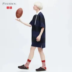UNIQLO(ユニクロ) jw アンダーソン ストライプ ワンピース ネイビー