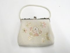 vintage☆総ビーズ花柄ハンドバッグ 小さめ 和装 昭和レトロ - メルカリ