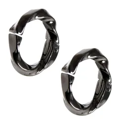 【新品】 [SEIYA INTERNATIONAL] イヤリング メンズ フェイクピアス イヤーカフ ツイストフープ 両耳 2個セット (ブラック) 0