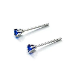 【新品】 レディース メンズ ピアス サージカルステンレス 金属アレルギー対応 シルバー ブルーキュービックジルコニア ラウンド 6本爪 2mm 1ペアセット 両耳用