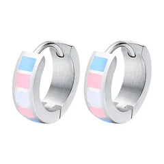 【新品】 カラフルフープイヤリング メンズ レディース ステンレススチール エナメル 多色 ピアス おしゃれ 虹色 軽量 13mm (PE-017) 0