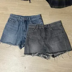 新品 デニムハーフパンツ 2枚セット デニムショートパンツ ブラックデニム インディゴ