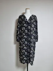 L244 Vネック フラワー ロング ONE PIECE