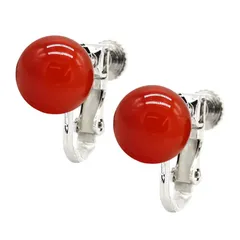 【新品】 [ジュエリーショップエム] イヤリング 天然石 1粒 パワーストーン メンズ レディース 直結 シンプル ネジバネ式 日本製 ニッケルフリー アクセサリー p0035E 8mm カーネリアン