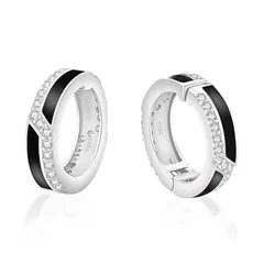 【新品】 KRKC&CO イヤリング メンズ フェイクピアス シルバー925 イヤーカフ 幅15mm ブラック フープイヤリング ノンホールピアス 両耳 黒 ローマ数字 シンプル 金属アレルギー対応 人気 (a.黒-S型)